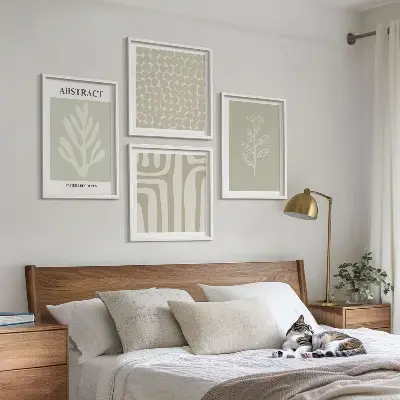 Plakat med ramme med plante- og geometriske mønstre