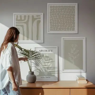 Plakat med ramme med plante- og geometriske mønstre