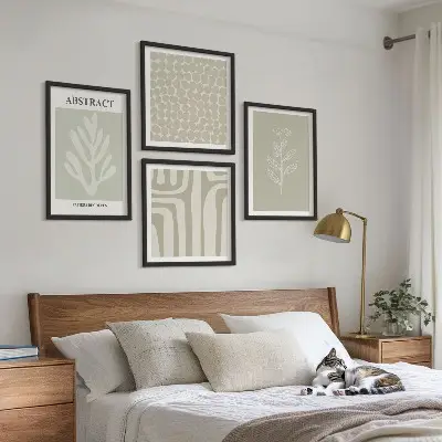 Plakat med ramme med plante- og geometriske mønstre