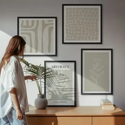 Plakat med ramme med plante- og geometriske mønstre