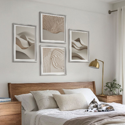 Billedvæg over sofa Abstrakte beige bølger