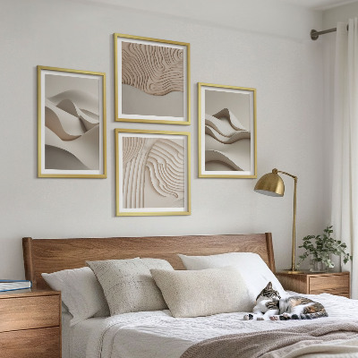 Billedvæg over sofa Abstrakte beige bølger
