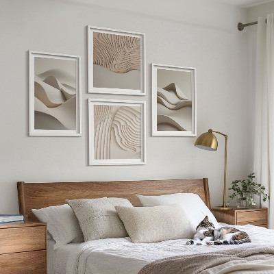 Billedvæg over sofa Abstrakte beige bølger