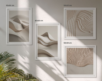 Billedvæg over sofa Abstrakte beige bølger