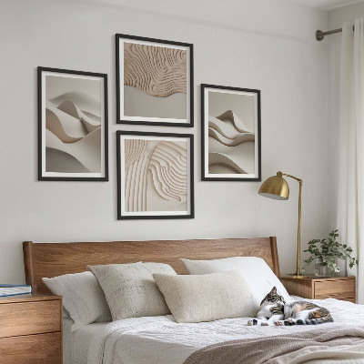 Billedvæg over sofa Abstrakte beige bølger