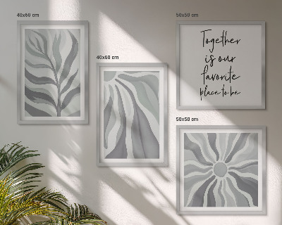 Billedvæg over sofa Illustrationer af blomstermønstre i pastelfarver