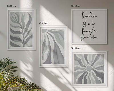 Billedvæg over sofa Illustrationer af blomstermønstre i pastelfarver