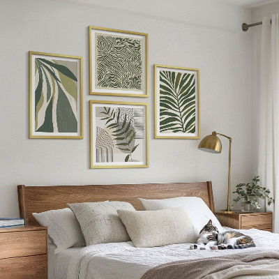 Billedsæt med ramme Blade bølger pastel illustrationer