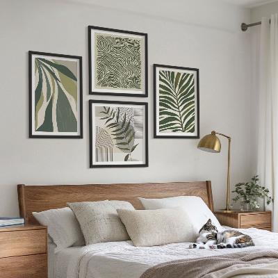 Billedsæt med ramme Blade bølger pastel illustrationer