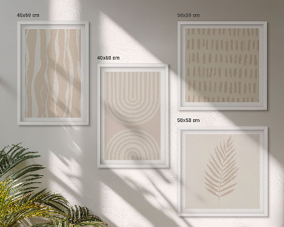 Billedsæt med ramme Beige plantemønstre
