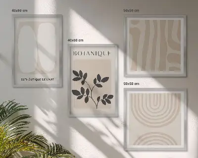 Boho plakater med delikate planter billedvæg til over sofaen