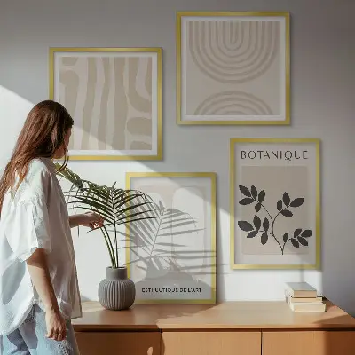 Boho plakater med delikate planter billedvæg til over sofaen