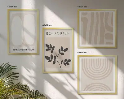 Boho plakater med delikate planter billedvæg til over sofaen