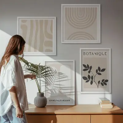 Boho plakater med delikate planter billedvæg til over sofaen