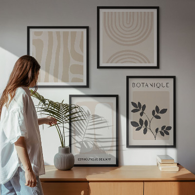 Billedvæg over sofa Boho plakater med delikate planter