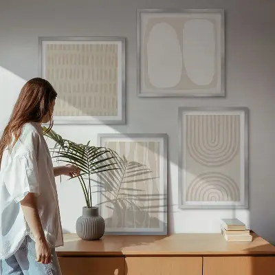 Billedvæg med abstrakte boho-mønstre plakat til at hænge over sofaen