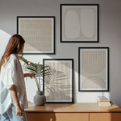 Billedvæg med abstrakte boho-mønstre plakat til at hænge over sofaen