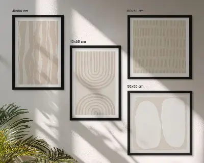 Billedvæg med abstrakte boho-mønstre plakat til at hænge over sofaen