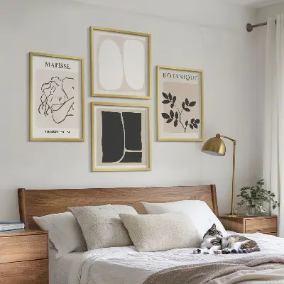 Billedsæt med ramme plantemalerier i Matisses stil