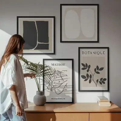Billedsæt med ramme plantemalerier i Matisses stil