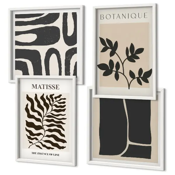 Minimalistiske planteplakater til billedvæg over sofaen