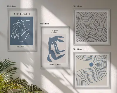 Abstrakte linjer og bølger plakat billedvæg over sofa
