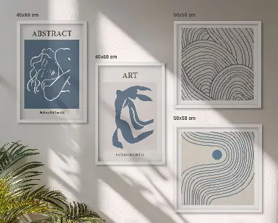 Abstrakte linjer og bølger plakat billedvæg over sofa