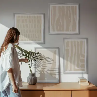 Billedvæg med abstrakte boho-former til ophængning over sofa