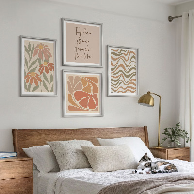 Billedsæt med ramme Pastel abstrakte blomster