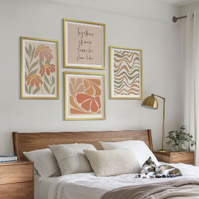 Billedsæt med ramme Pastel abstrakte blomster