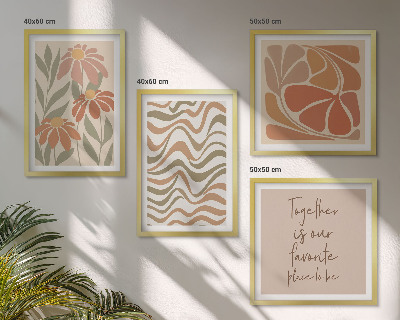 Billedsæt med ramme Pastel abstrakte blomster