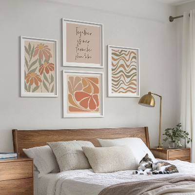 Billedsæt med ramme Pastel abstrakte blomster