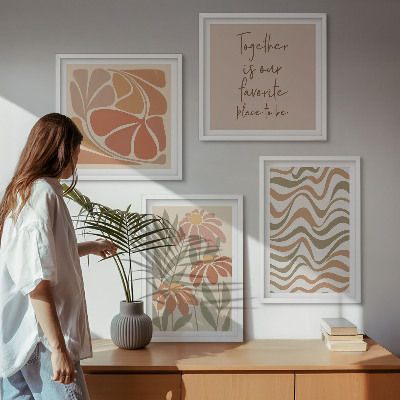 Billedsæt med ramme Pastel abstrakte blomster