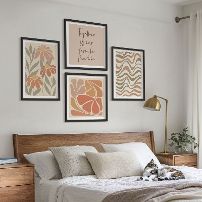 Billedsæt med ramme Pastel abstrakte blomster