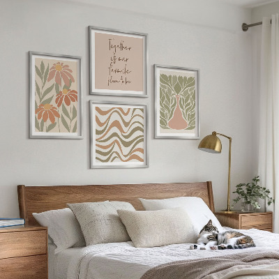 Billedvæg over sofa Pastel abstrakte blomster