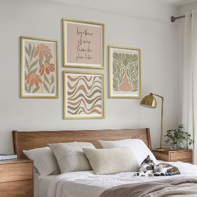 Billedvæg over sofa Pastel abstrakte blomster