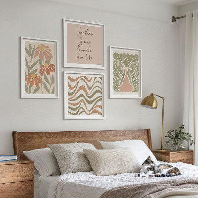 Billedvæg over sofa Pastel abstrakte blomster
