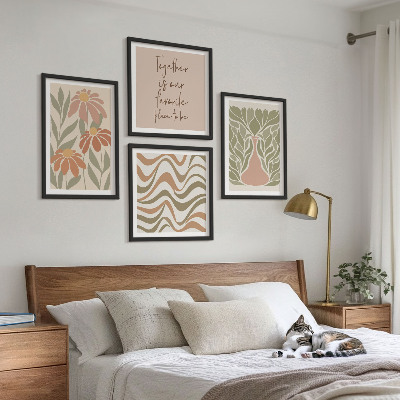 Billedvæg over sofa Pastel abstrakte blomster