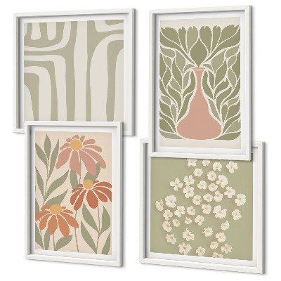 Billedsæt med ramme Blomsteragtig minimalistisk boho