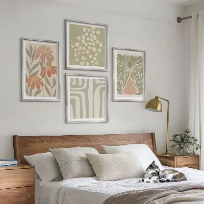 Billedsæt med ramme minimalistisk og botanisk boho-stil
