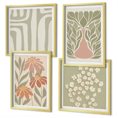 Billedsæt med ramme minimalistisk og botanisk boho-stil