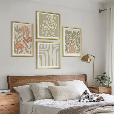 Billedsæt med ramme minimalistisk og botanisk boho-stil