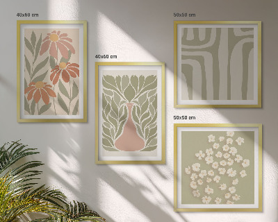 Billedsæt med ramme Blomsteragtig minimalistisk boho