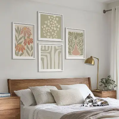 Billedsæt med ramme minimalistisk og botanisk boho-stil