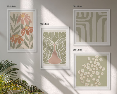 Billedsæt med ramme Blomsteragtig minimalistisk boho