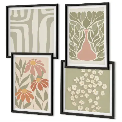Billedsæt med ramme minimalistisk og botanisk boho-stil