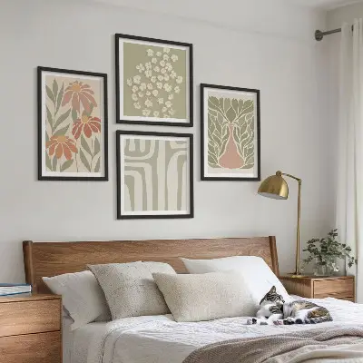 Billedsæt med ramme minimalistisk og botanisk boho-stil