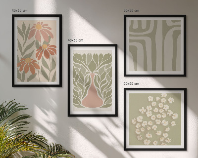 Billedsæt med ramme Blomsteragtig minimalistisk boho
