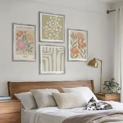 Botaniske motiver i parisisk minimalisme billedsæt med ramme