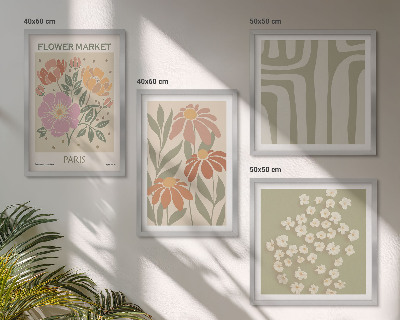 Billedsæt med ramme Botaniske motiver Parisisk minimalisme